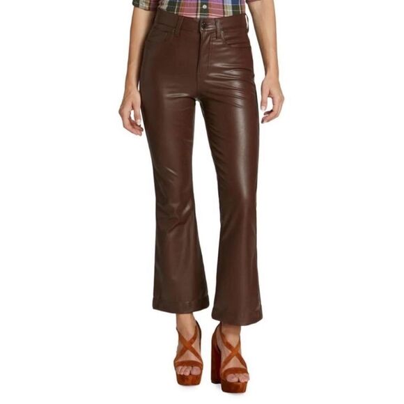 NWOT Veronica Beard Jeans Carson Fuax Leather Flare Pants in light chicory 23 - Picture 1 of 8